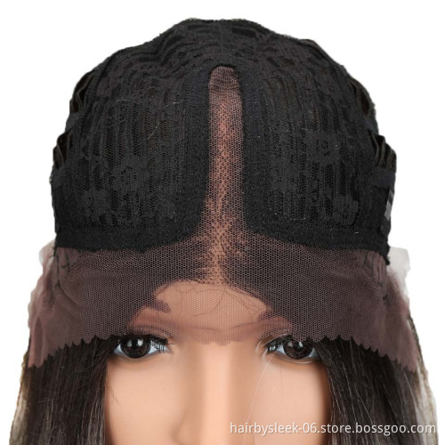 Magic Straight Synthetic Lace Front wig Middle Part gray Color 18 Inch Bob Wigs For Black Women Ombre Wig African American hair